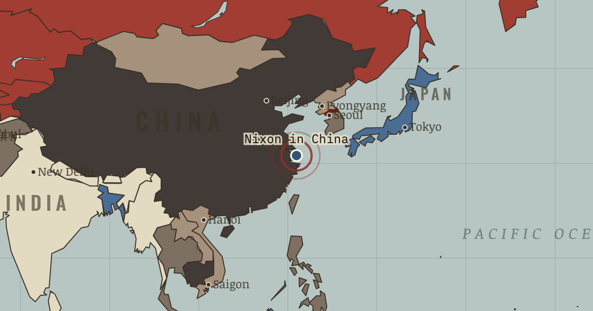Map showing Nixon in China — The Cold War, 1945–1991
