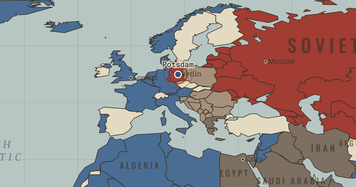 Map showing Potsdam Conference — The Cold War, 1945–1991