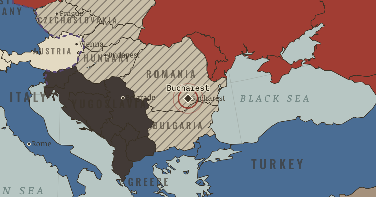 Map showing Romania — the violent exception — The Cold War, 1945–1991