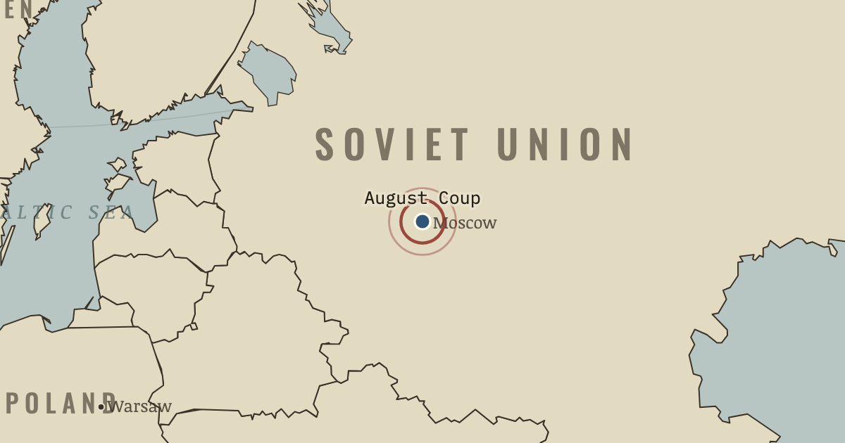Map showing The August Coup — The Cold War, 1945–1991