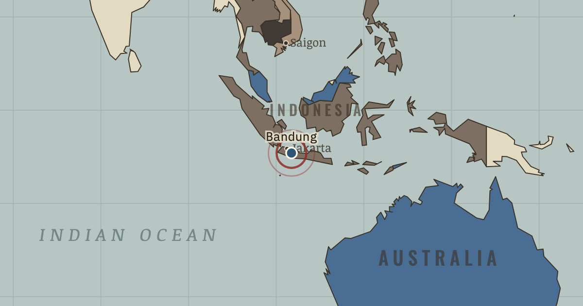 Map showing The Bandung Conference — The Cold War, 1945–1991