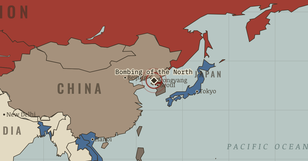 Map showing The bombing of the North — The Cold War, 1945–1991