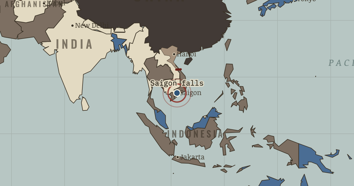 Map showing The fall of Saigon — The Cold War, 1945–1991