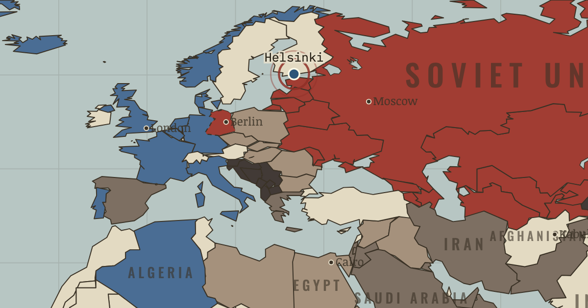 Map showing The Helsinki Accords — The Cold War, 1945–1991