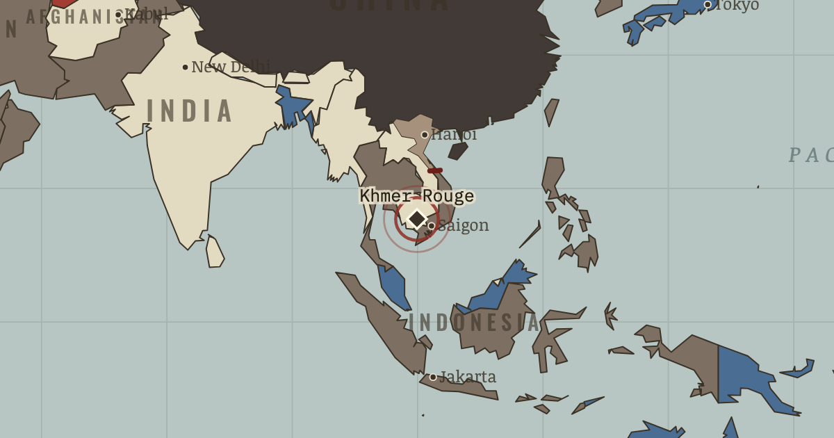 Map showing The Khmer Rouge — The Cold War, 1945–1991