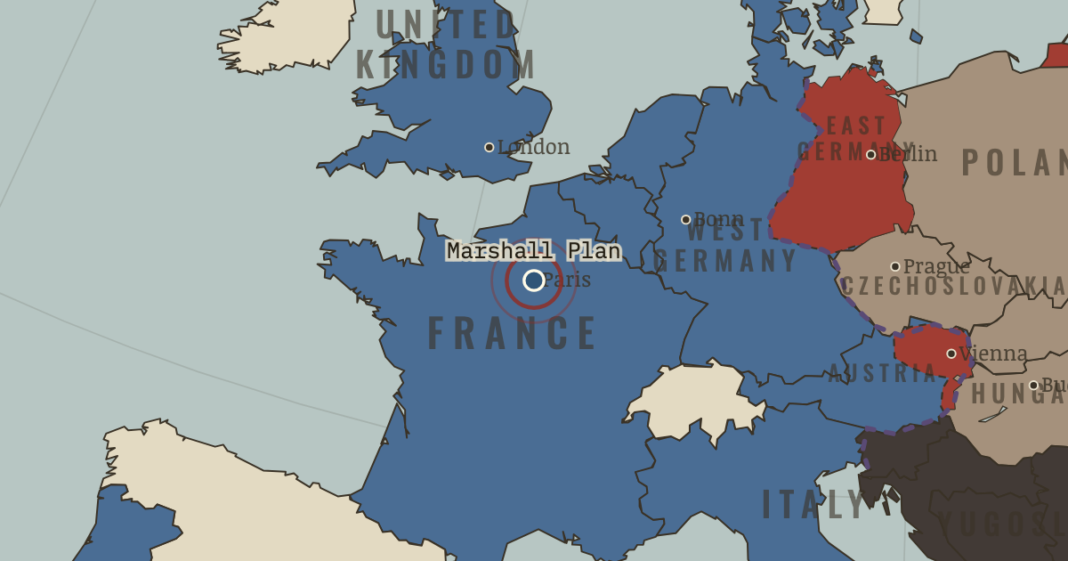 Map showing The Marshall Plan — The Cold War, 1945–1991
