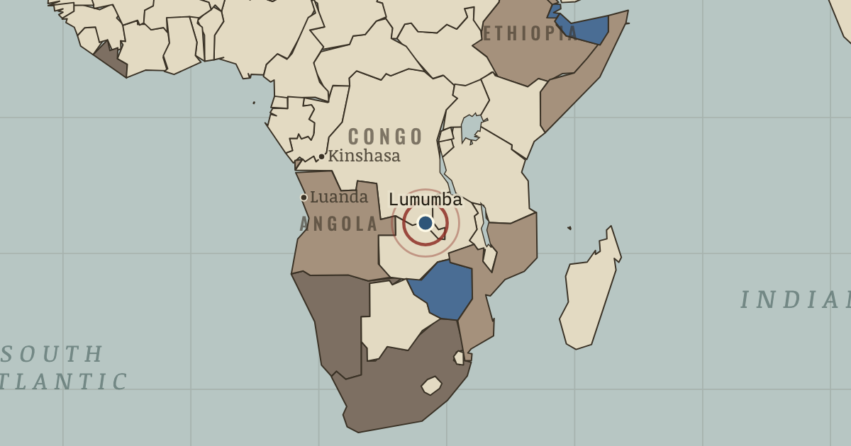 Map showing The murder of Lumumba — The Cold War, 1945–1991