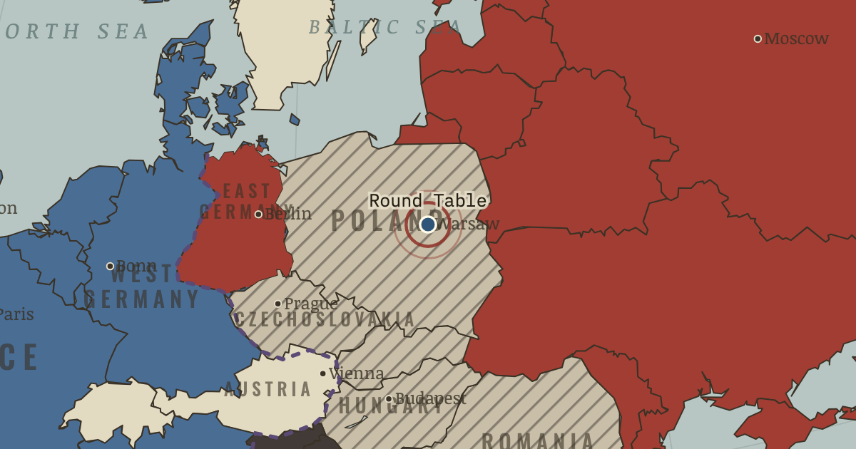 Map showing The Round Table — The Cold War, 1945–1991