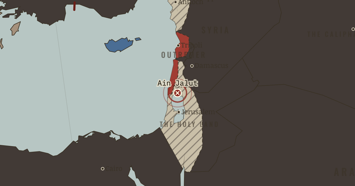 Map showing Ain Jalut — The Crusades, 1095–1291