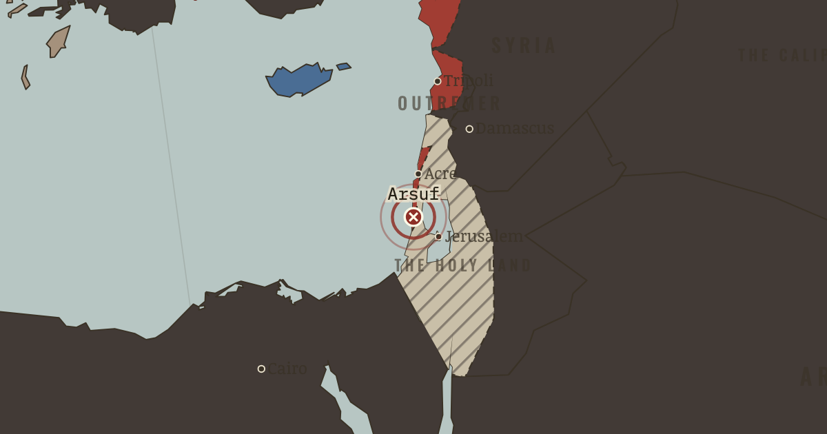 Map showing Arsuf — The Crusades, 1095–1291