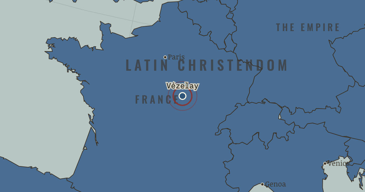 Map: Bernard preaches the cross