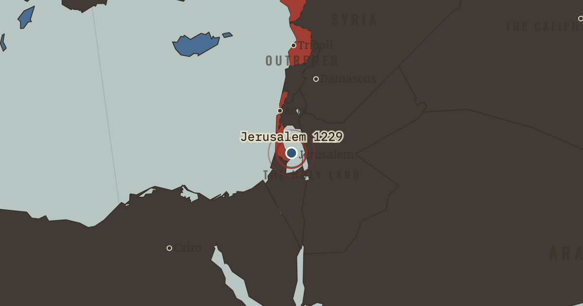 Map showing Frederick’s Jerusalem — The Crusades, 1095–1291