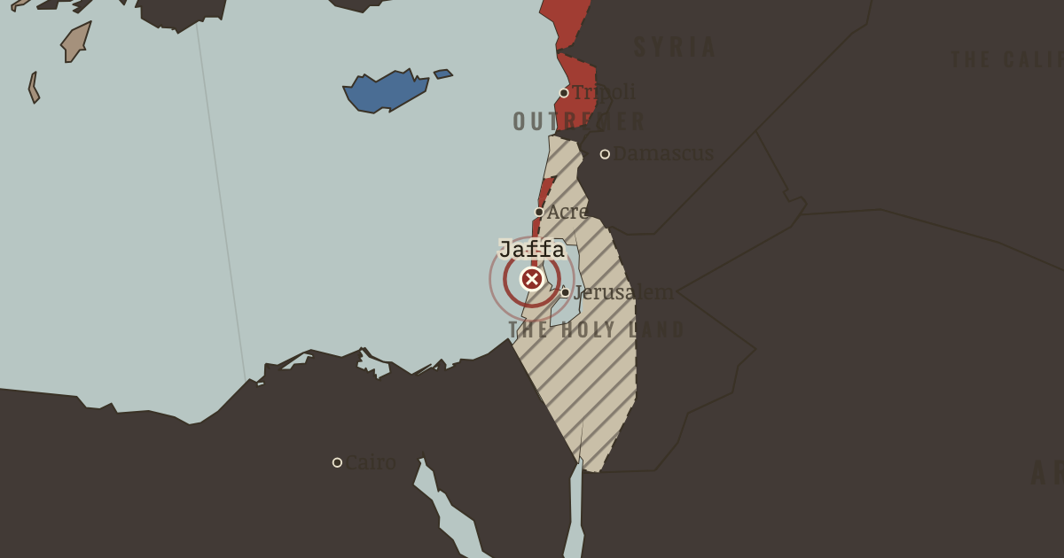 Map showing Jaffa — The Crusades, 1095–1291