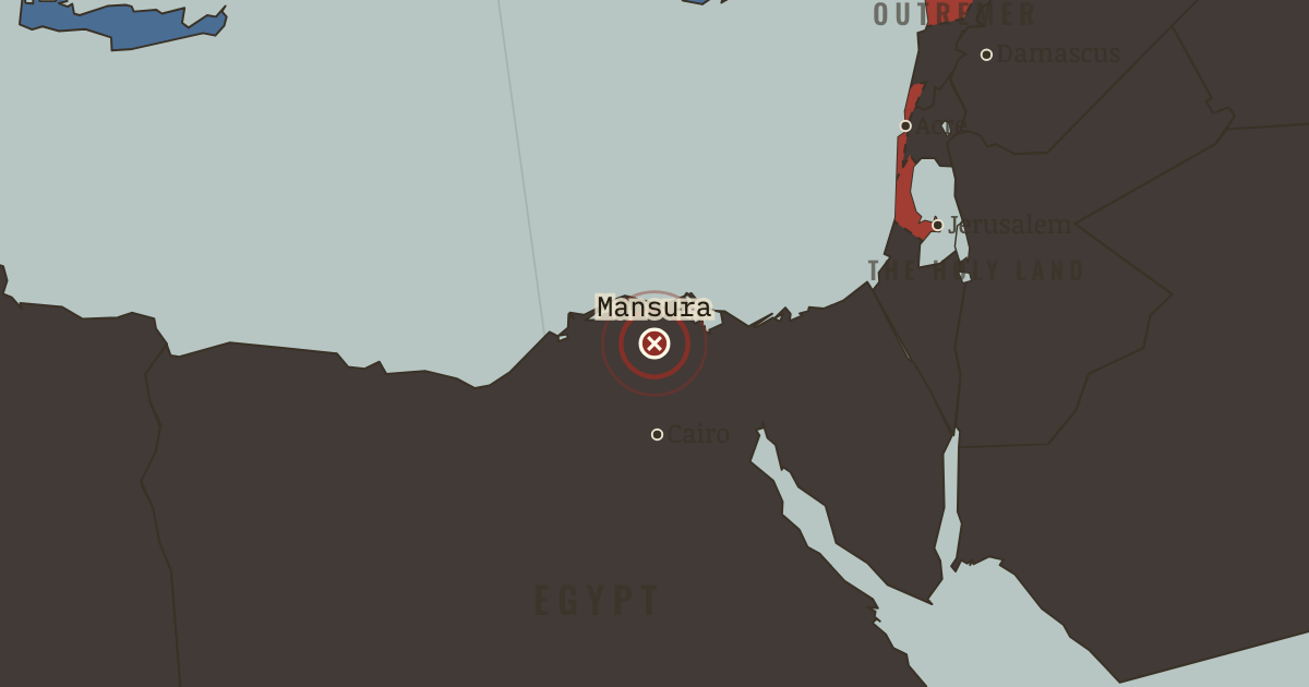 Map showing Mansura — The Crusades, 1095–1291