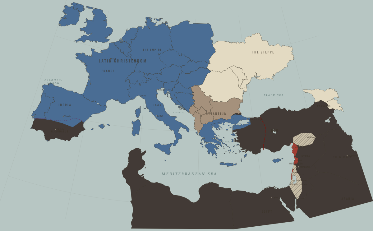 Map of the Crusader world in 1204: The Latin Empire over Byzantium