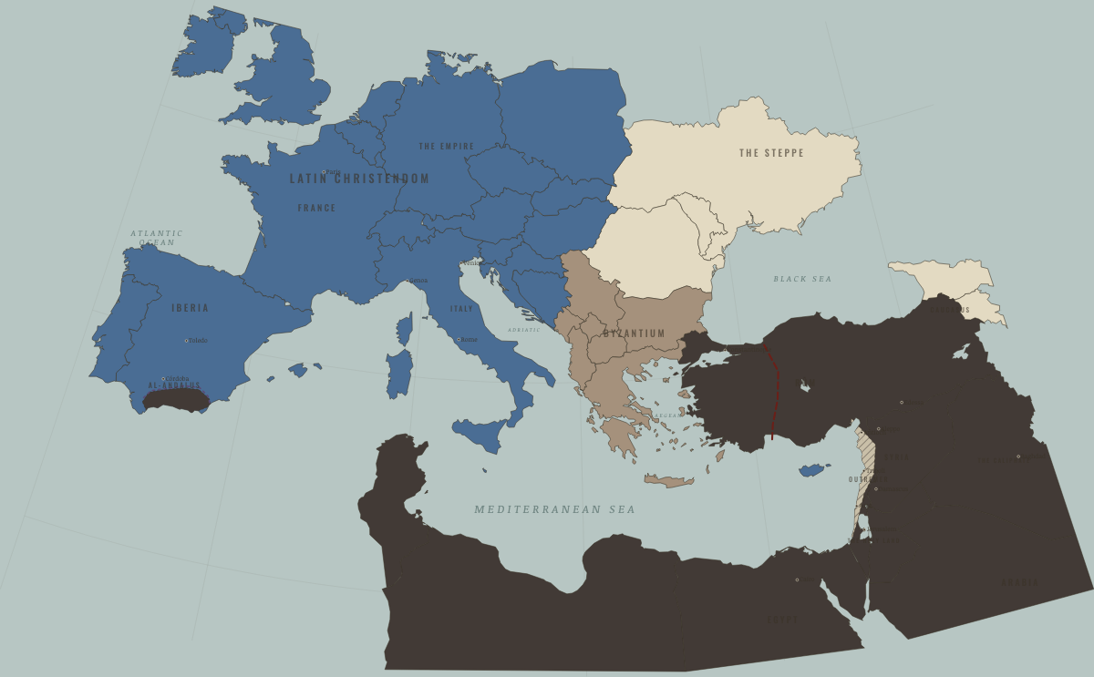 Map of the Crusader world in 1291: Acre falls — Outremer ends
