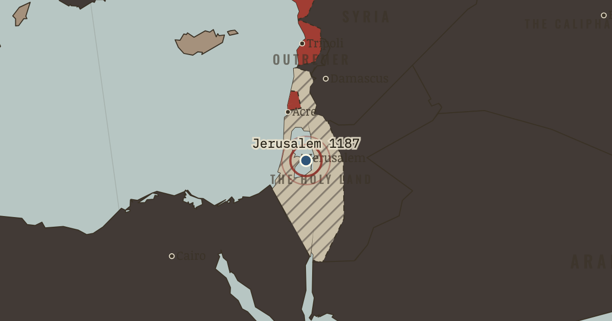 Map showing Saladin takes Jerusalem — The Crusades, 1095–1291