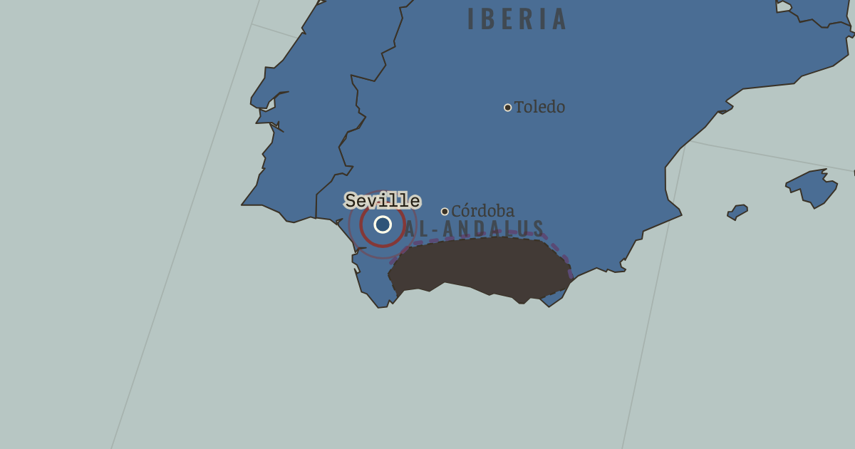 Map showing Seville — The Crusades, 1095–1291