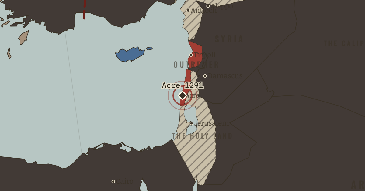 Map showing The fall of Acre — The Crusades, 1095–1291