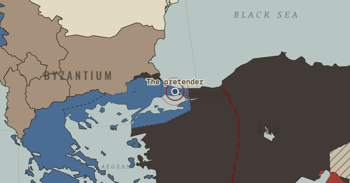 Map showing The pretender’s bargain — The Crusades, 1095–1291