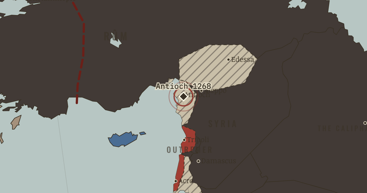 Map showing The sack of Antioch — The Crusades, 1095–1291