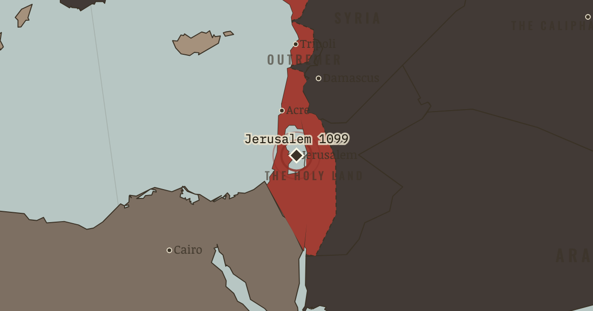 Map showing The storm of Jerusalem — The Crusades, 1095–1291