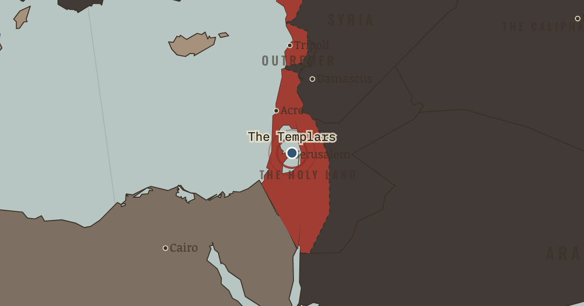 Map showing The Temple of Solomon — The Crusades, 1095–1291