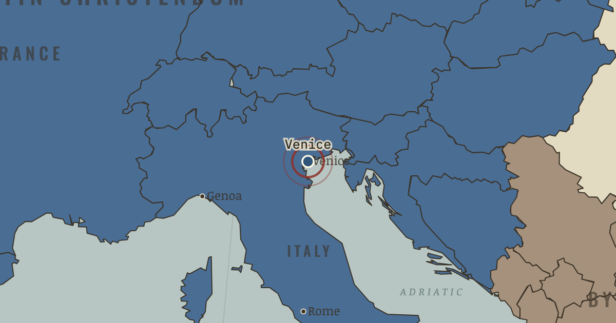 Map showing The Venetian contract — The Crusades, 1095–1291