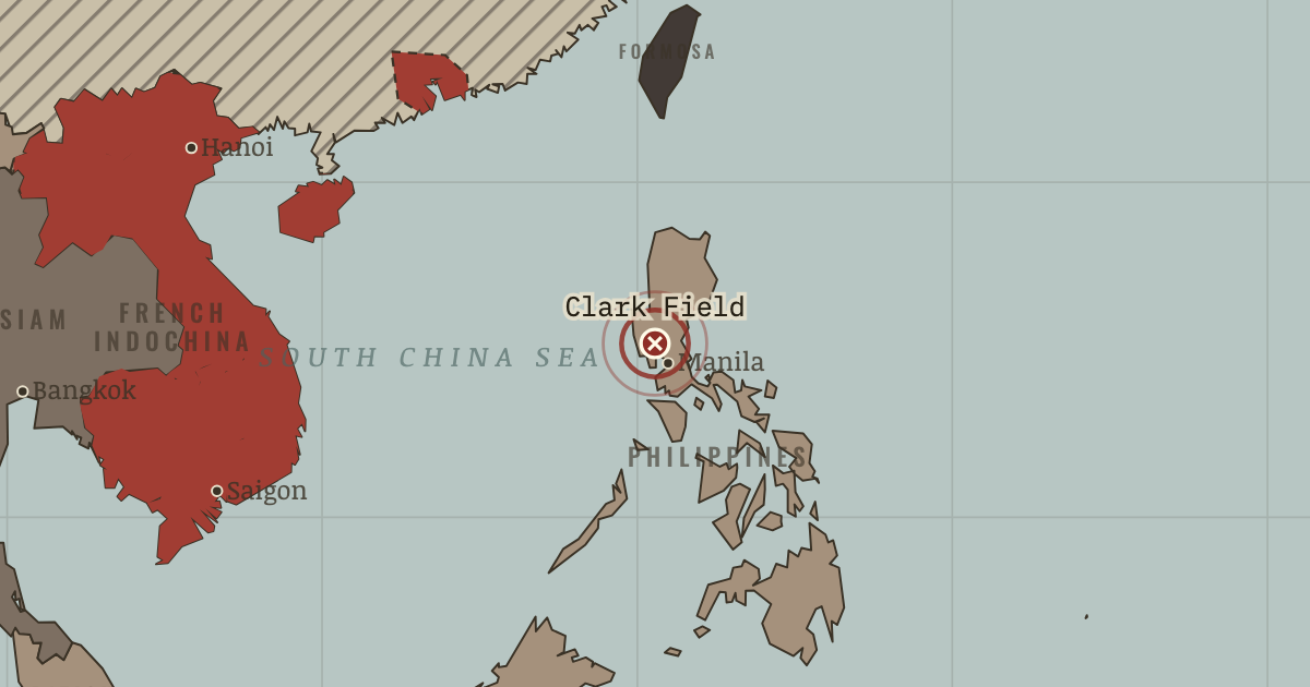 Map showing Clark Field — The Road to War, 1931–1941