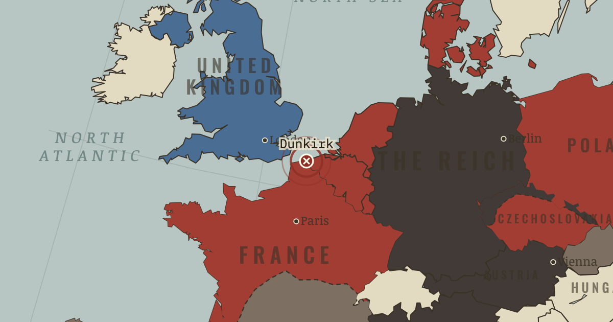 Map showing Dunkirk — The Road to War, 1931–1941
