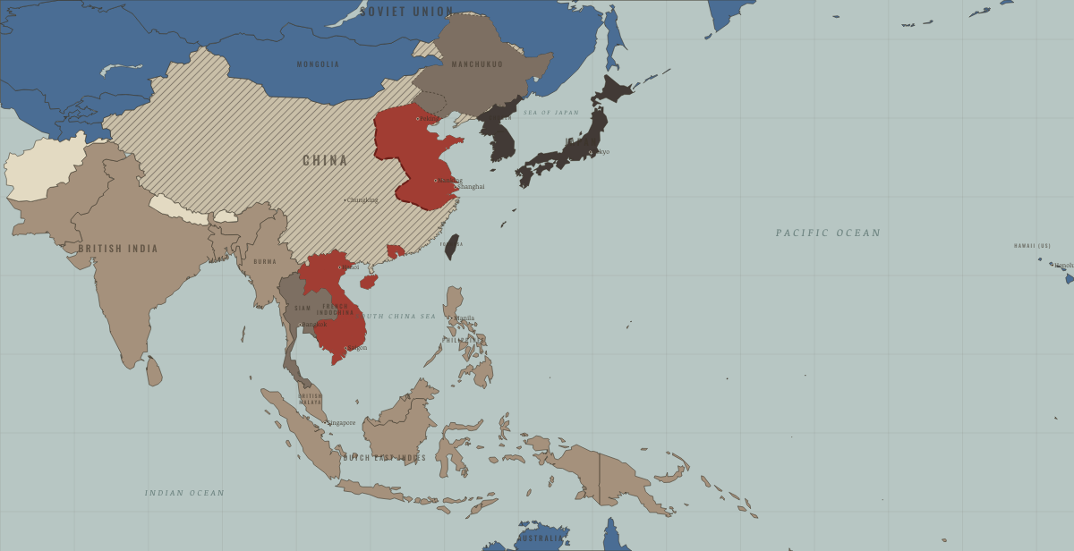 Map of Asia and the Pacific on the road to war in DEC 1941: Pearl Harbor — the world war