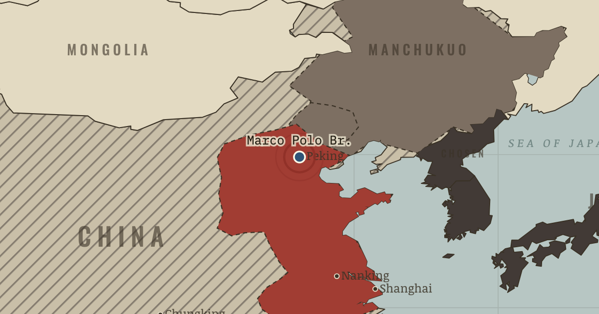 Map showing Marco Polo Bridge — The Road to War, 1931–1941