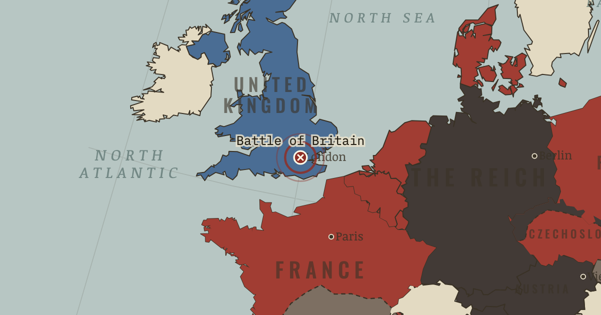 Map showing The Battle of Britain — The Road to War, 1931–1941