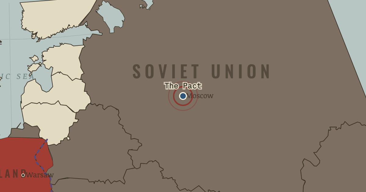 Map showing The Molotov–Ribbentrop Pact — The Road to War, 1931–1941
