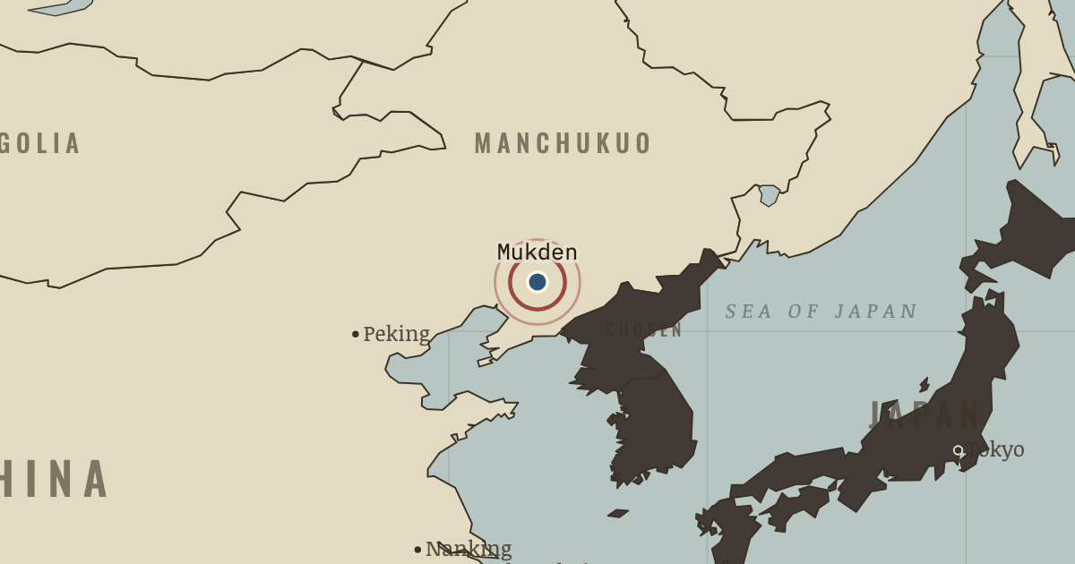 Map showing The Mukden Incident — The Road to War, 1931–1941