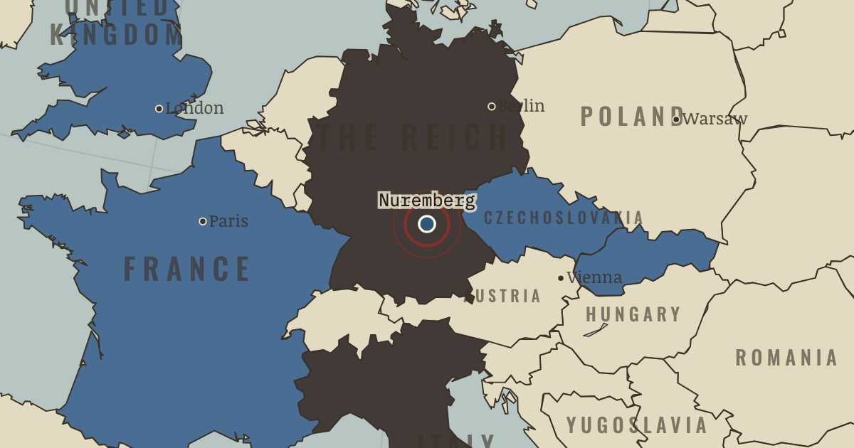 Map showing The Nuremberg rallies — The Road to War, 1931–1941