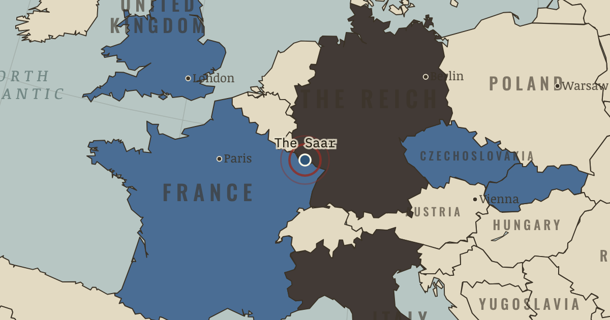 Map showing The Saar returns — The Road to War, 1931–1941