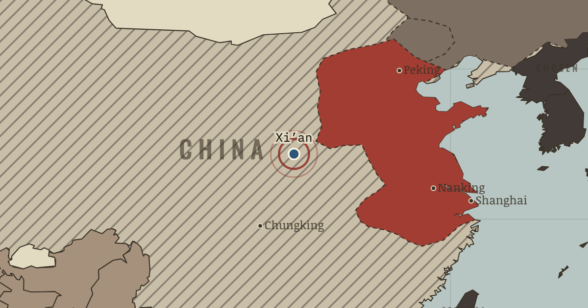 Map showing The Xi’an Incident — The Road to War, 1931–1941