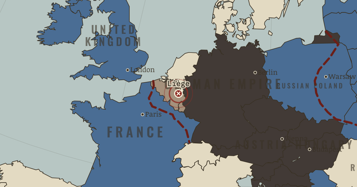 Map showing Liège — The Great War, 1914–1918