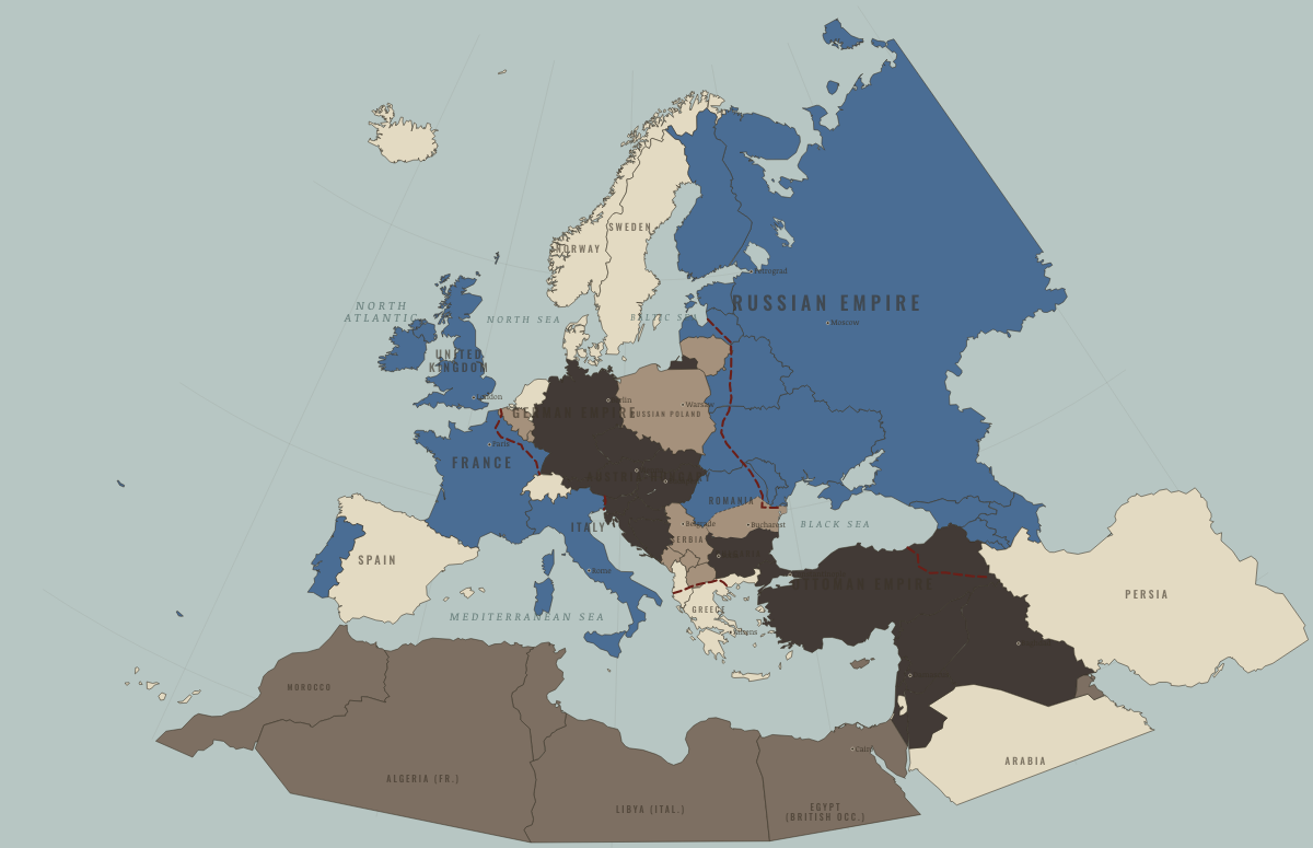 Map of the Europe &Amp; the Near East in DEC 1916: The furnaces
