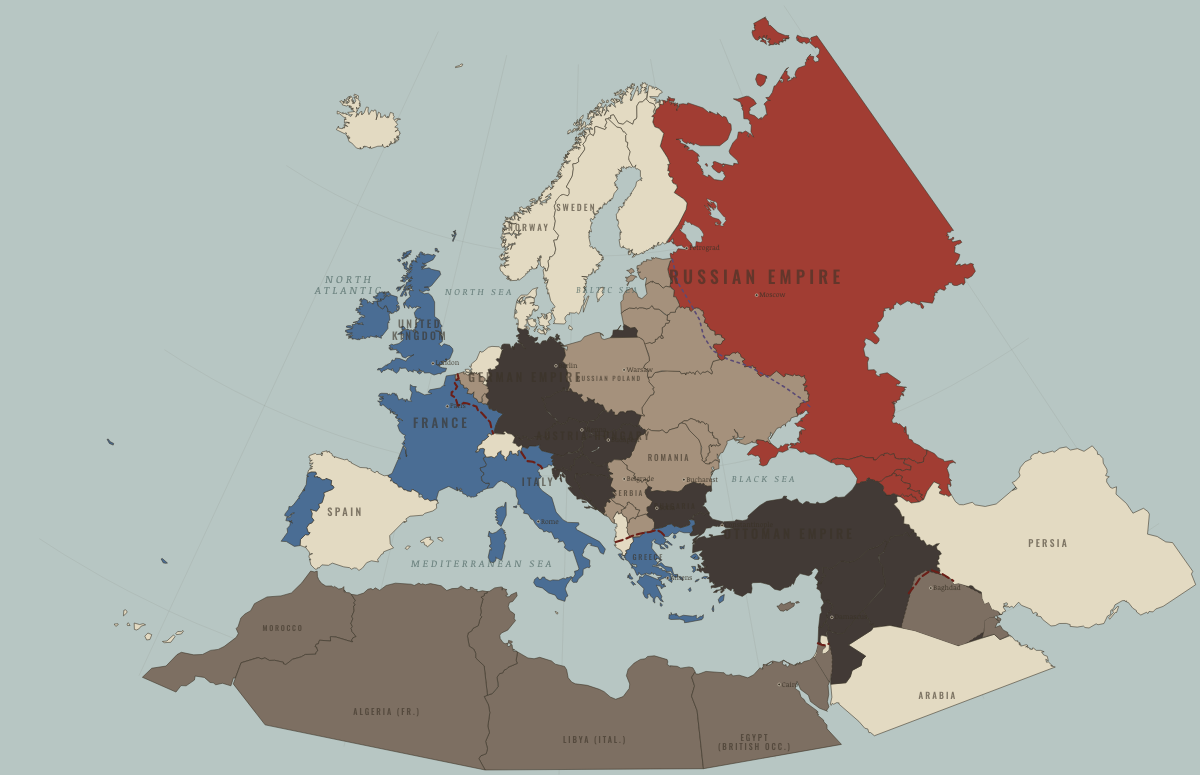 Map of the Europe &Amp; the Near East in JUL 1918: The high-water mark in the west