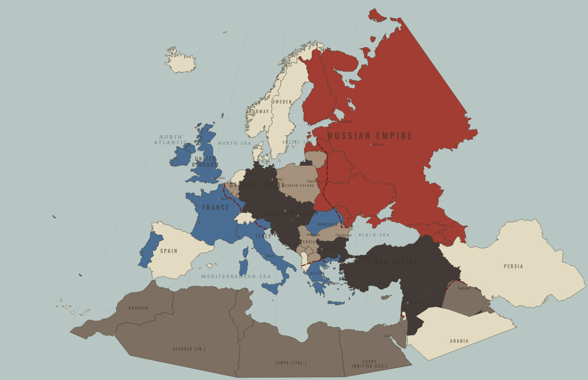 Map of the Europe &Amp; the Near East in NOV 1917: Revolution, and Caporetto