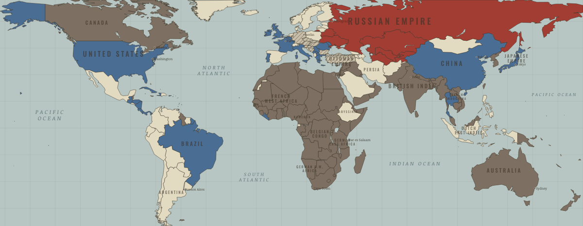 Map of the Global War in NOV 1918: The armistice world
