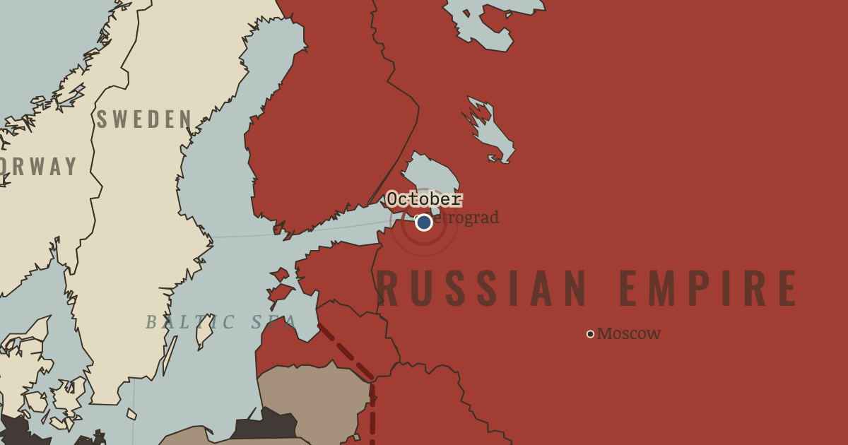 Map showing October Revolution — The Great War, 1914–1918