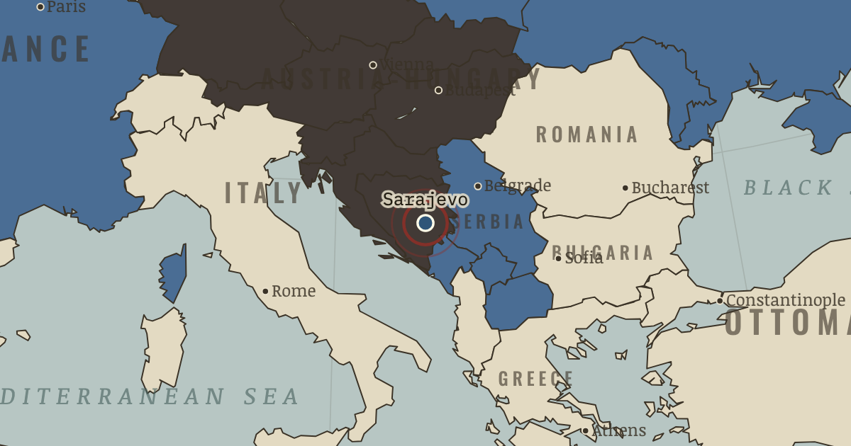 Map showing Sarajevo — The Great War, 1914–1918