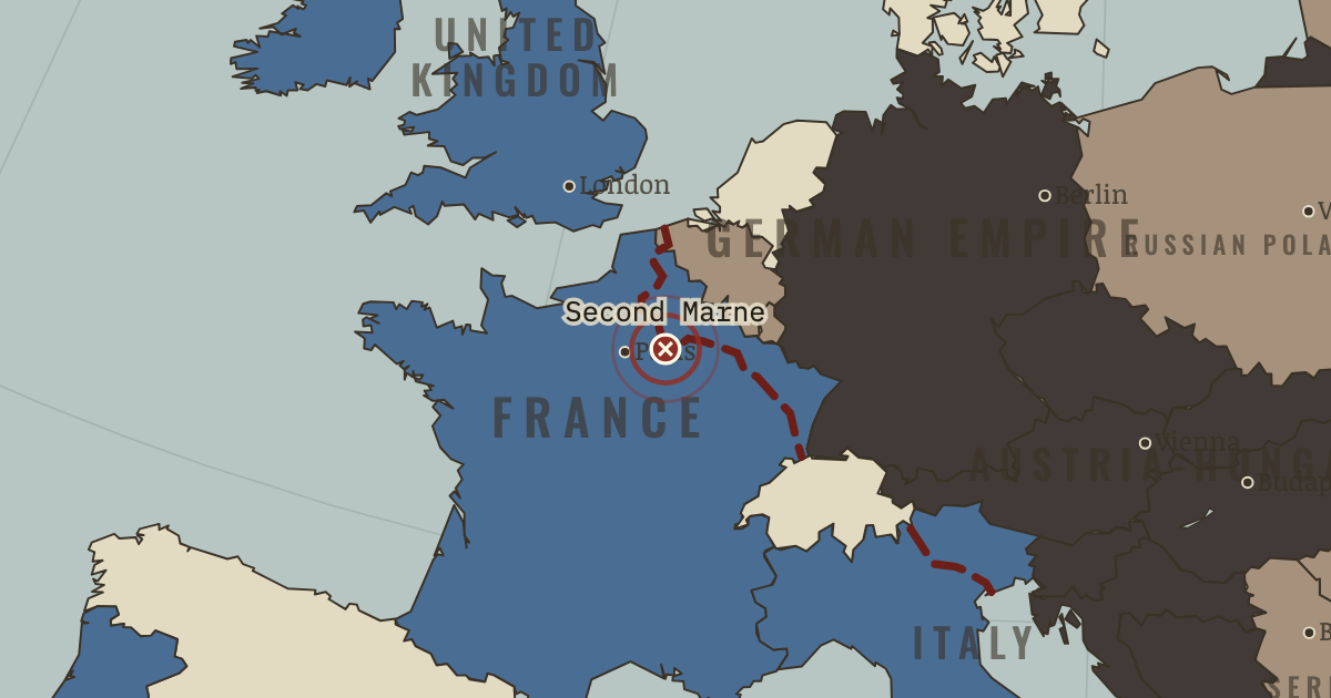 Map showing Second Marne — The Great War, 1914–1918