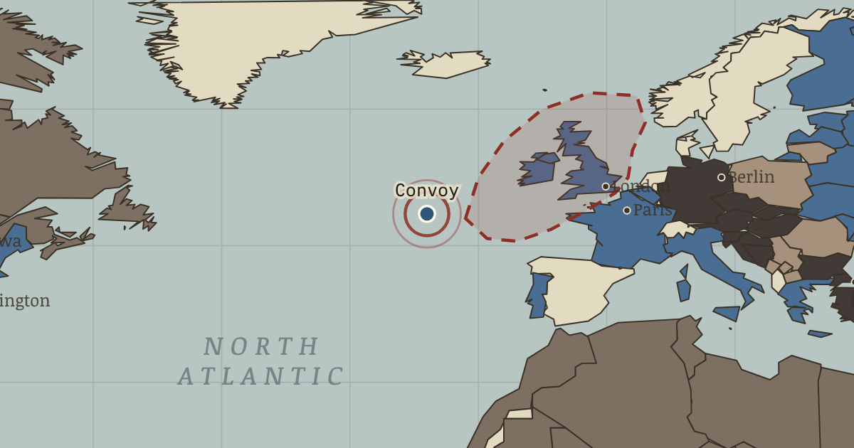Map showing The convoy system — The Great War, 1914–1918