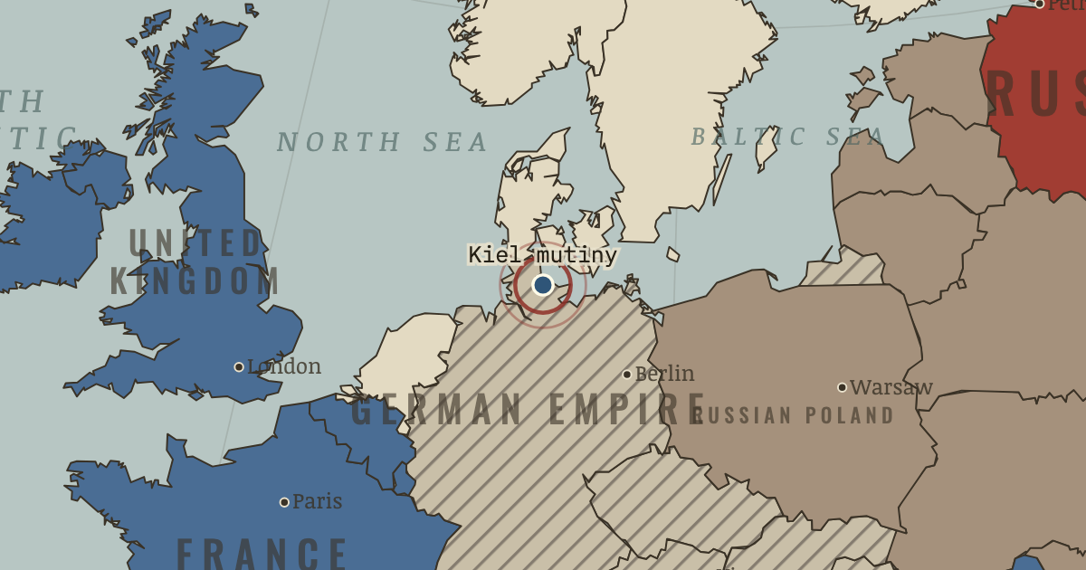 Map: The Kiel mutiny