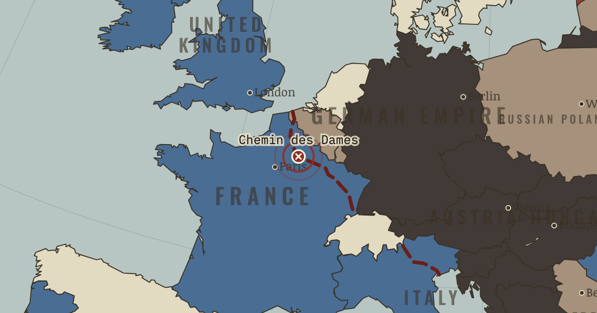 Map showing The Nivelle Offensive — The Great War, 1914–1918