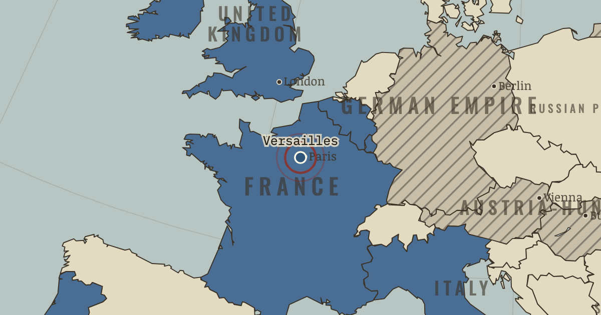 Map showing Versailles — The Great War, 1914–1918